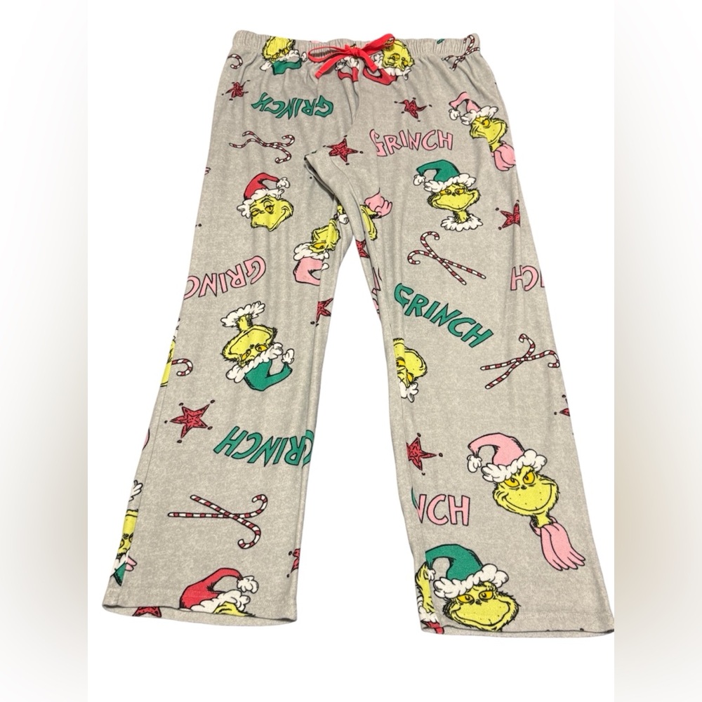 The Grinch Holiday Pajama Pants Size XL Graphic Print Grey X-Mas Lounge Whoville